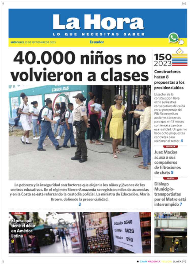 Portada de La Hora - Ecuador (Ecuador)