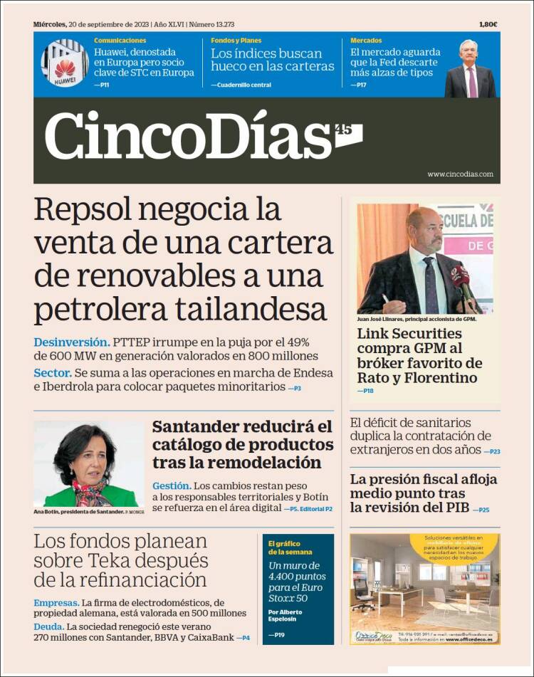 Portada de Cinco Días (Espa&ntilde;a)