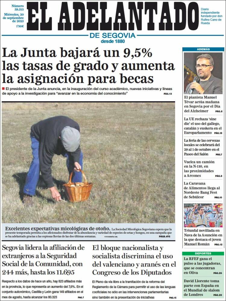 Portada de El Adelantado de Segovia (España)