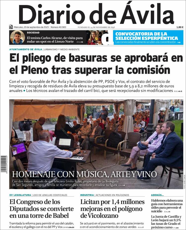 Portada de Diario de Ávila (España)