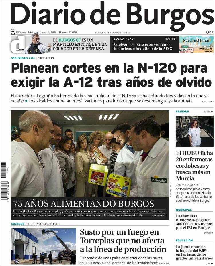 Portada de Diario de Burgos (España)