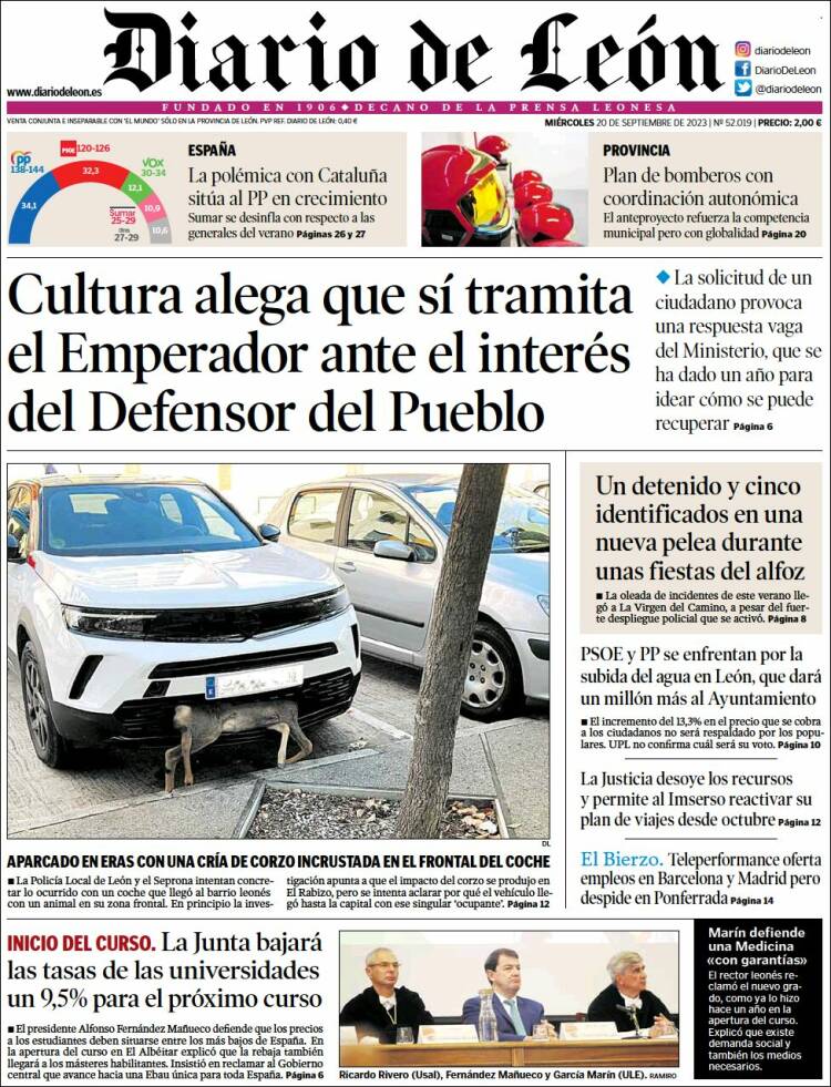 Portada de Diario de León (España)