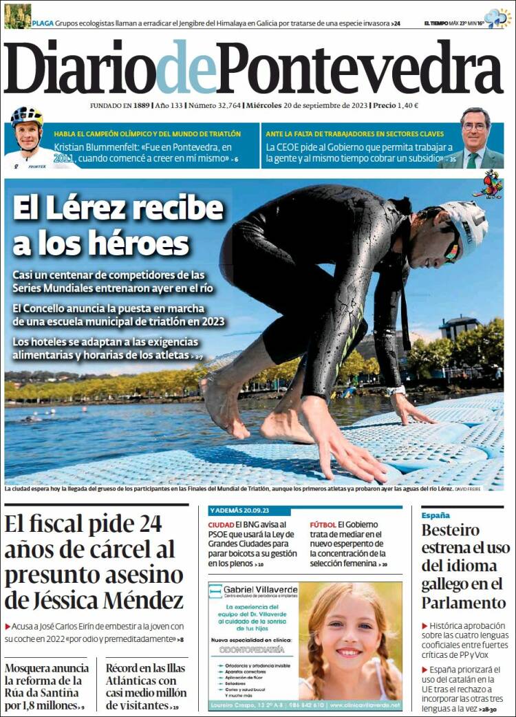 Portada de Diario de Pontevedra (España)
