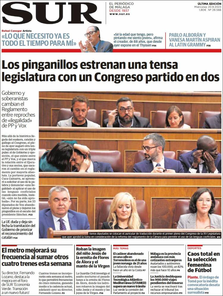 Portada de Diario el Sur (España)