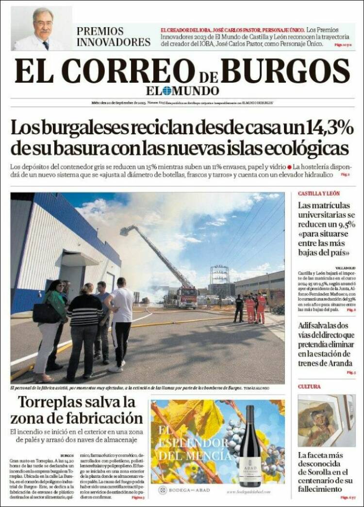 Portada de El Correo de Burgos (España)