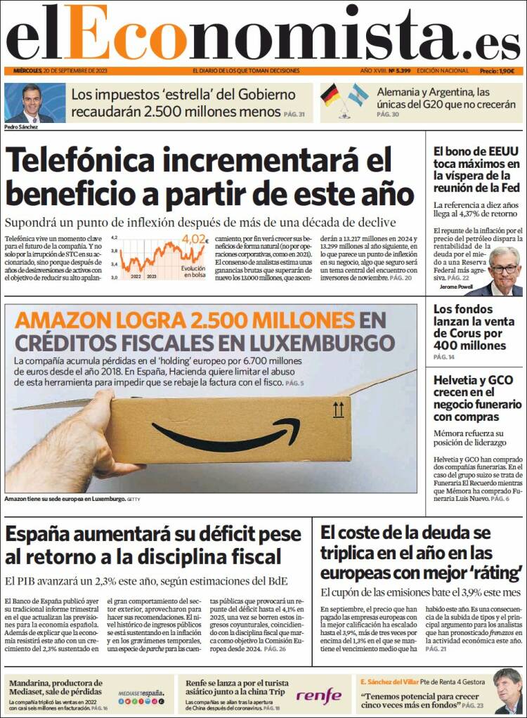Portada de El Economista (Espa&ntilde;a)