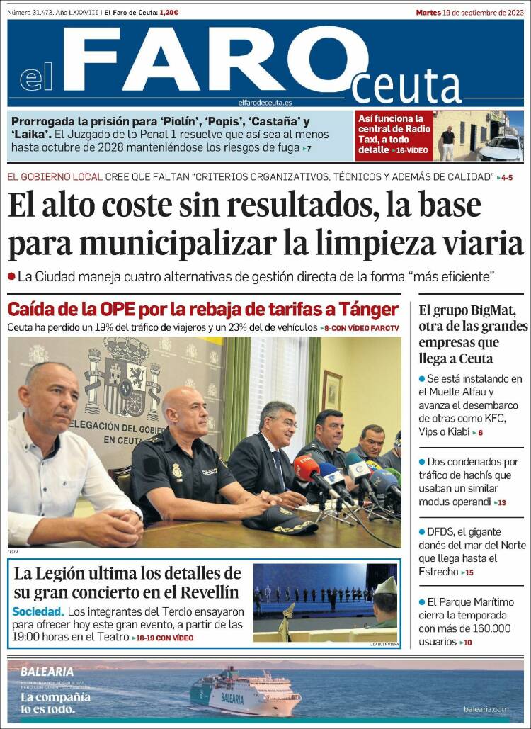 Portada de El Faro de Ceuta (España)