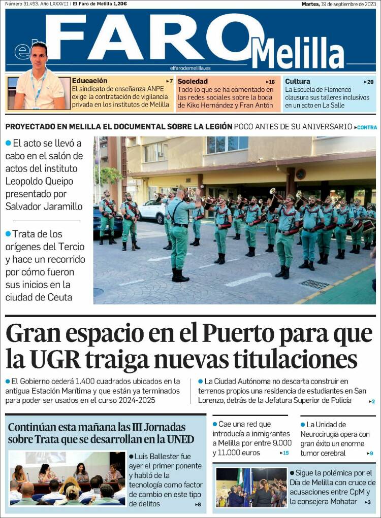 Portada de El Faro de Melilla (España)