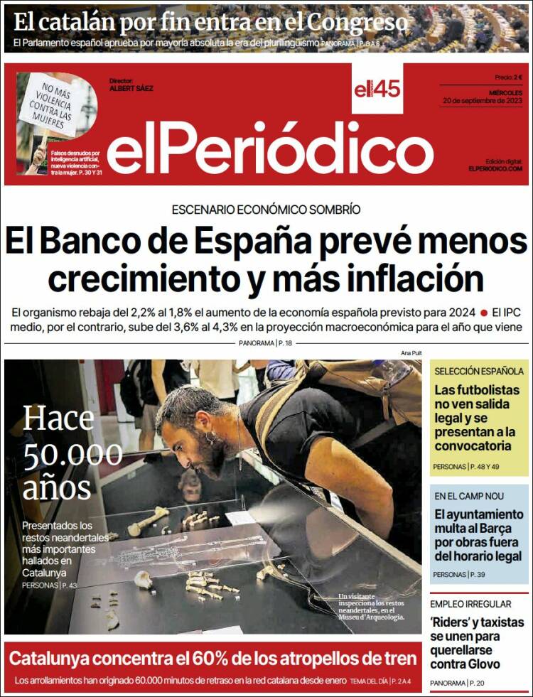 Portada de El Periódico (España)