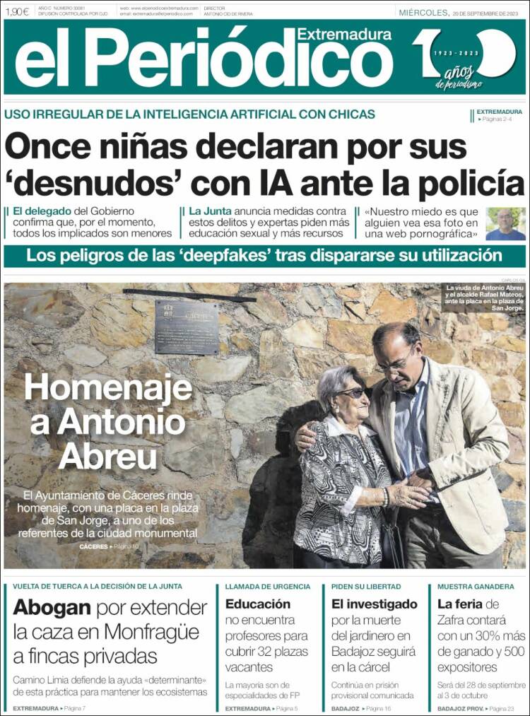 Portada de El Periódico de Extremadura (España)