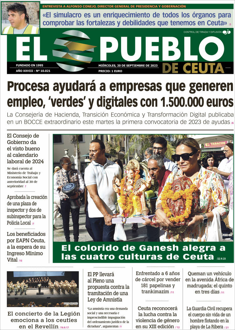 Portada de El Pueblo de Ceuta (España)