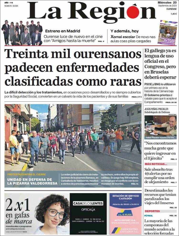 Portada de La Región de Ourense (España)