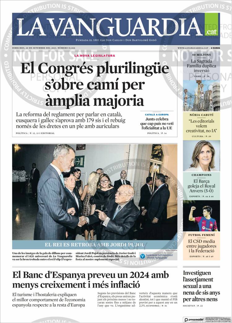 Portada de La Vanguardia (España)