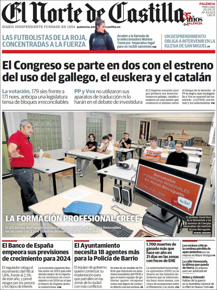 Portada de Norte de Castilla - Palencia (España)