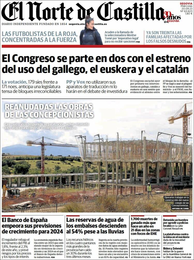 Portada de Norte de Castilla - Segovia (España)