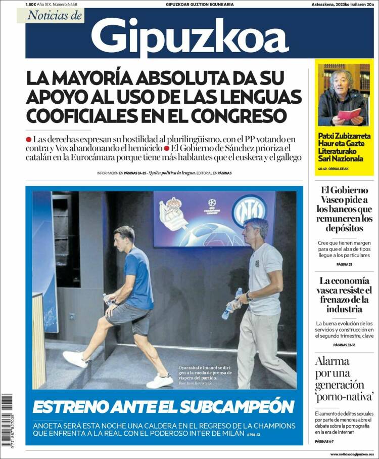 Portada de Noticias de Gipuzkoa (España)