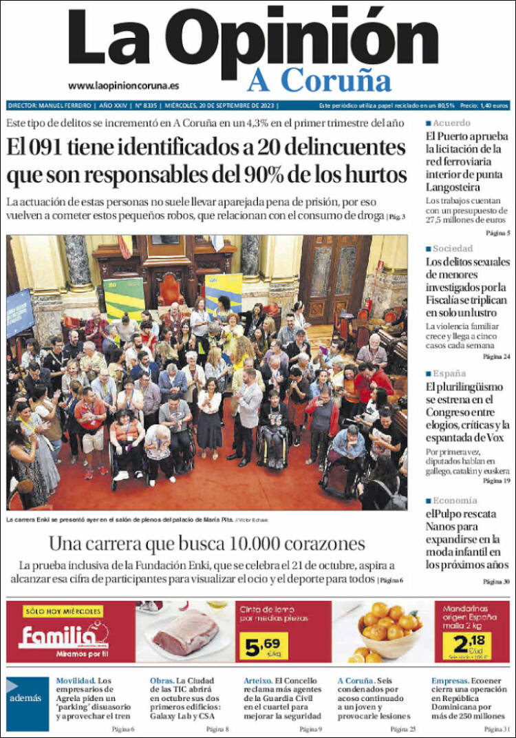 Portada de La Opinión de A Coruña (España)