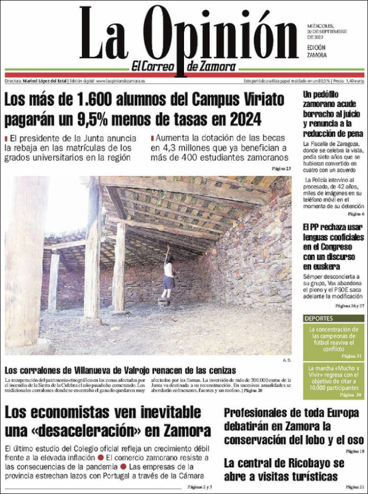 Portada de La Opinión - El Correo de Zamora (España)