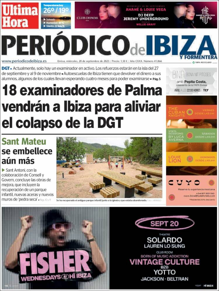 Portada de Periódico de Ibiza (España)