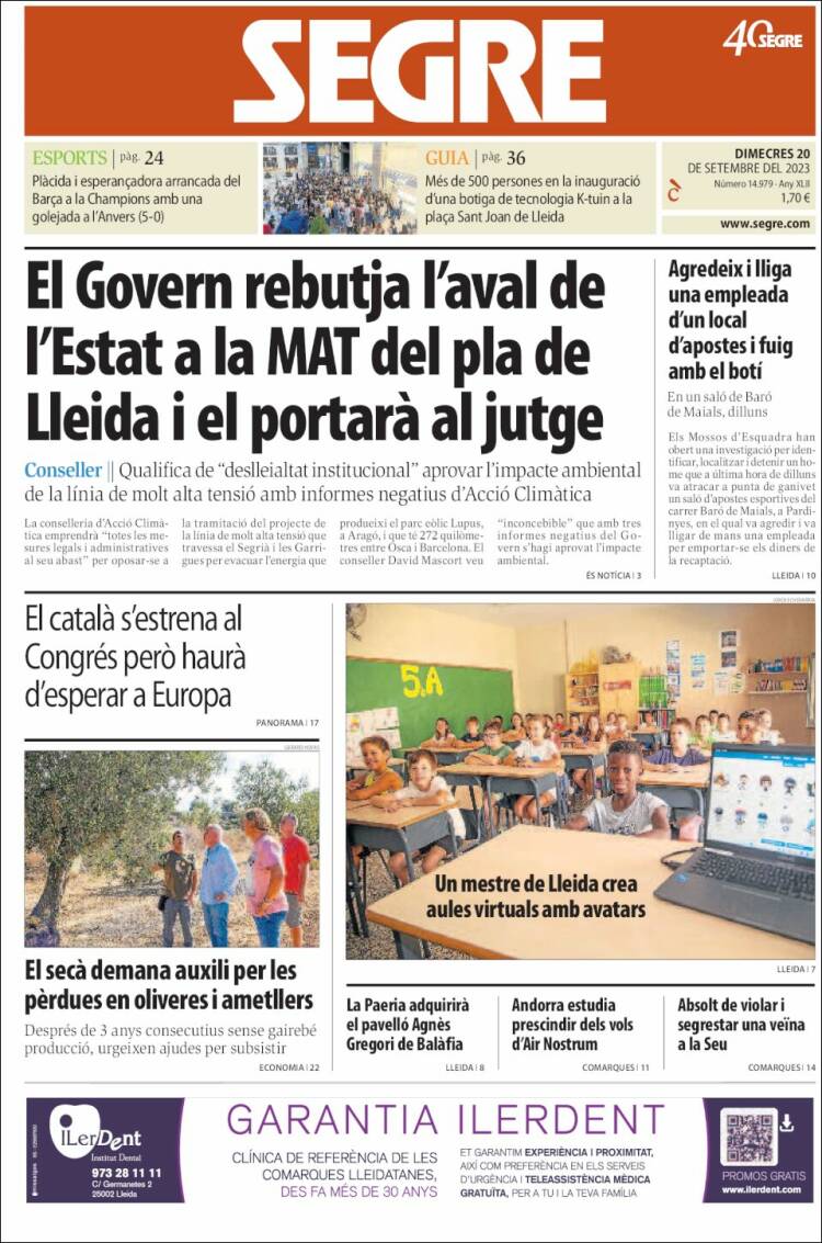 Portada de Segre (España)