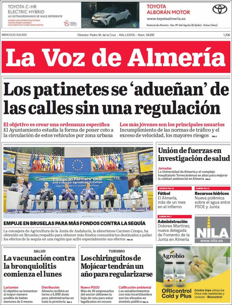 Portada de La Voz de Almería (España)