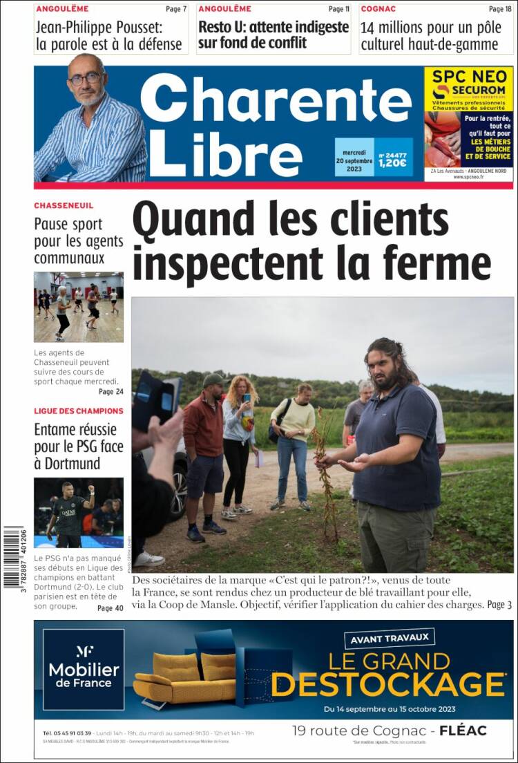 Portada de Charente Libre (Francia)