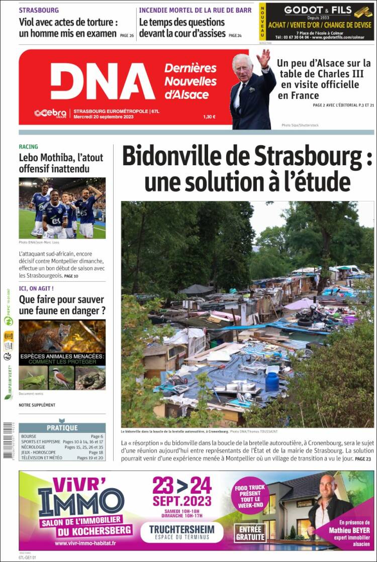 Portada de Les Dernières Nouvelles d'Alsace (Francia)
