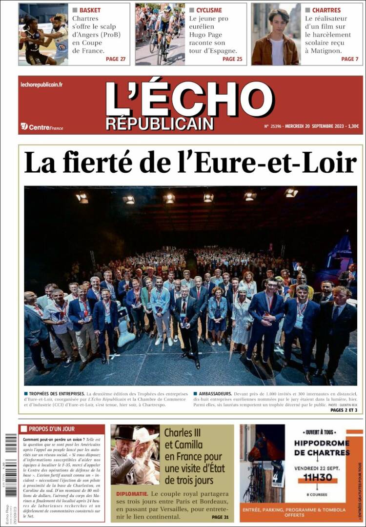 Portada de L'Echo Républicain (Francia)