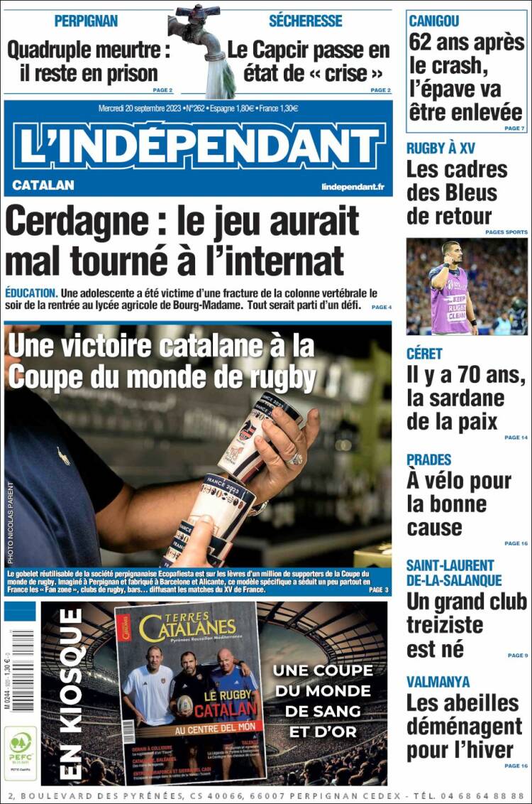 Portada de Le Indépendant (Francia)