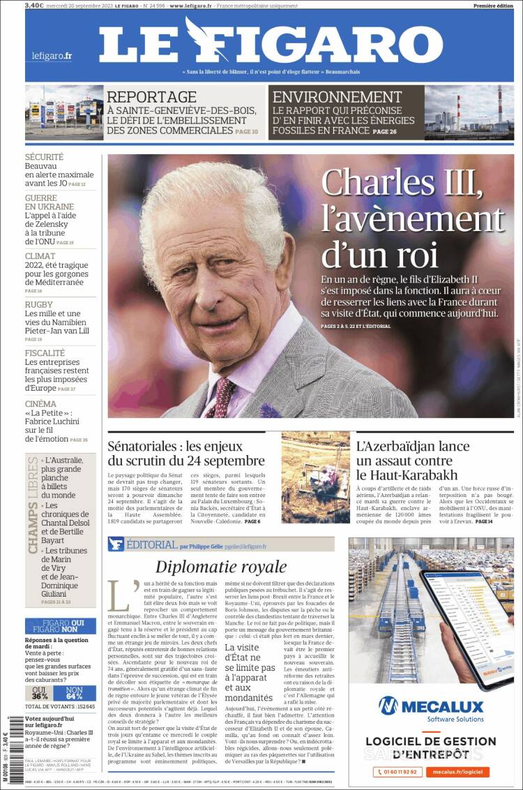Portada de Le Figaro (Francia)