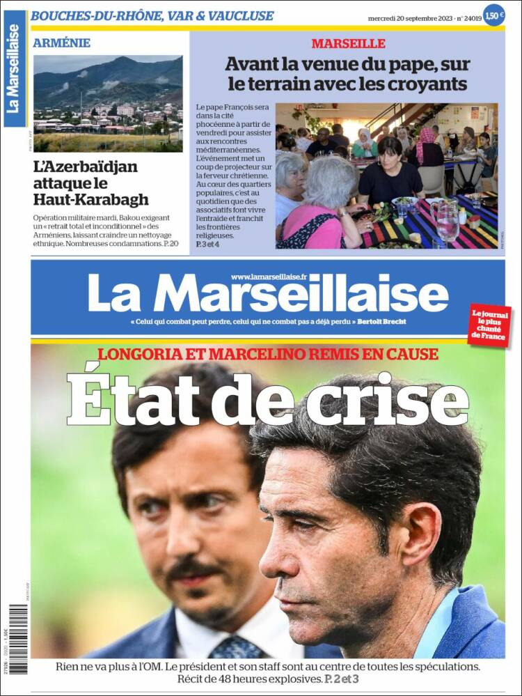 Portada de La Marseillaise (Francia)