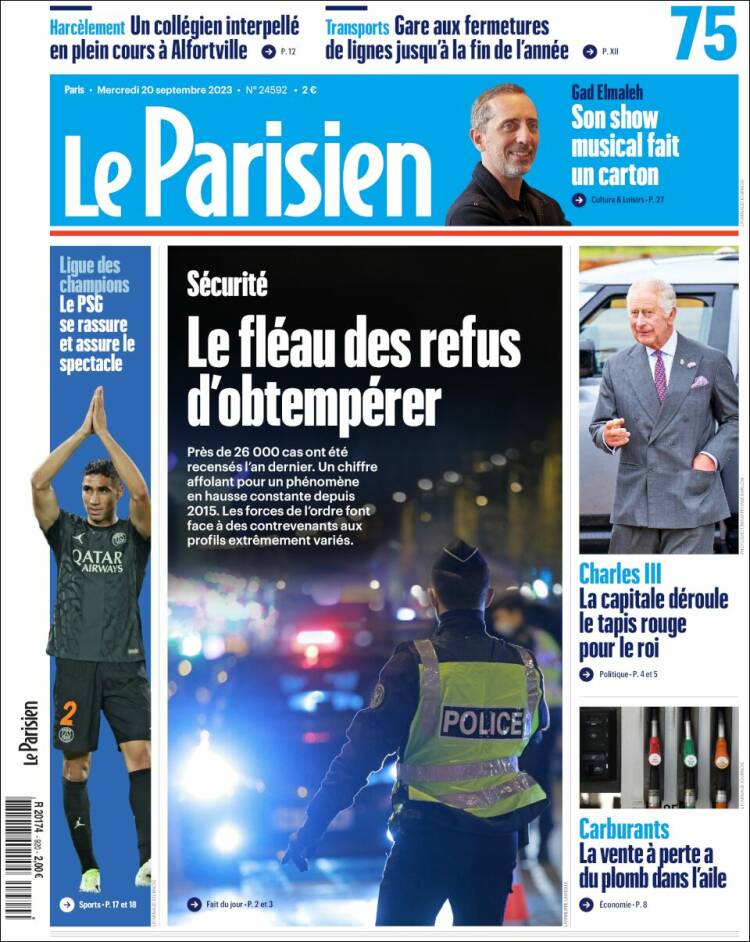 Portada de Le Parisien (Francia)