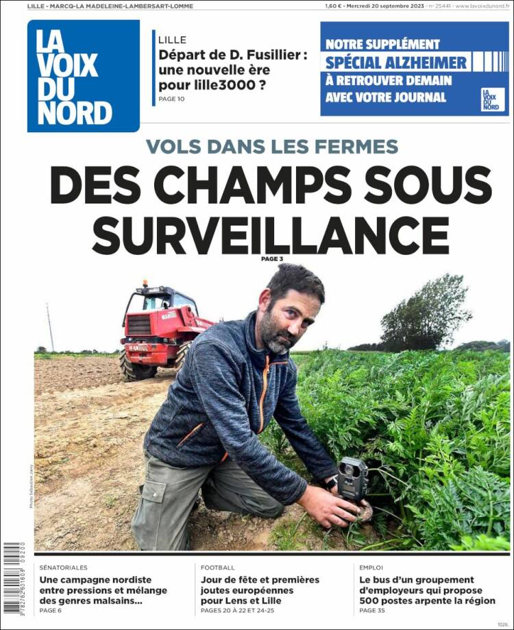 Portada de La Voix du Nord (Francia)