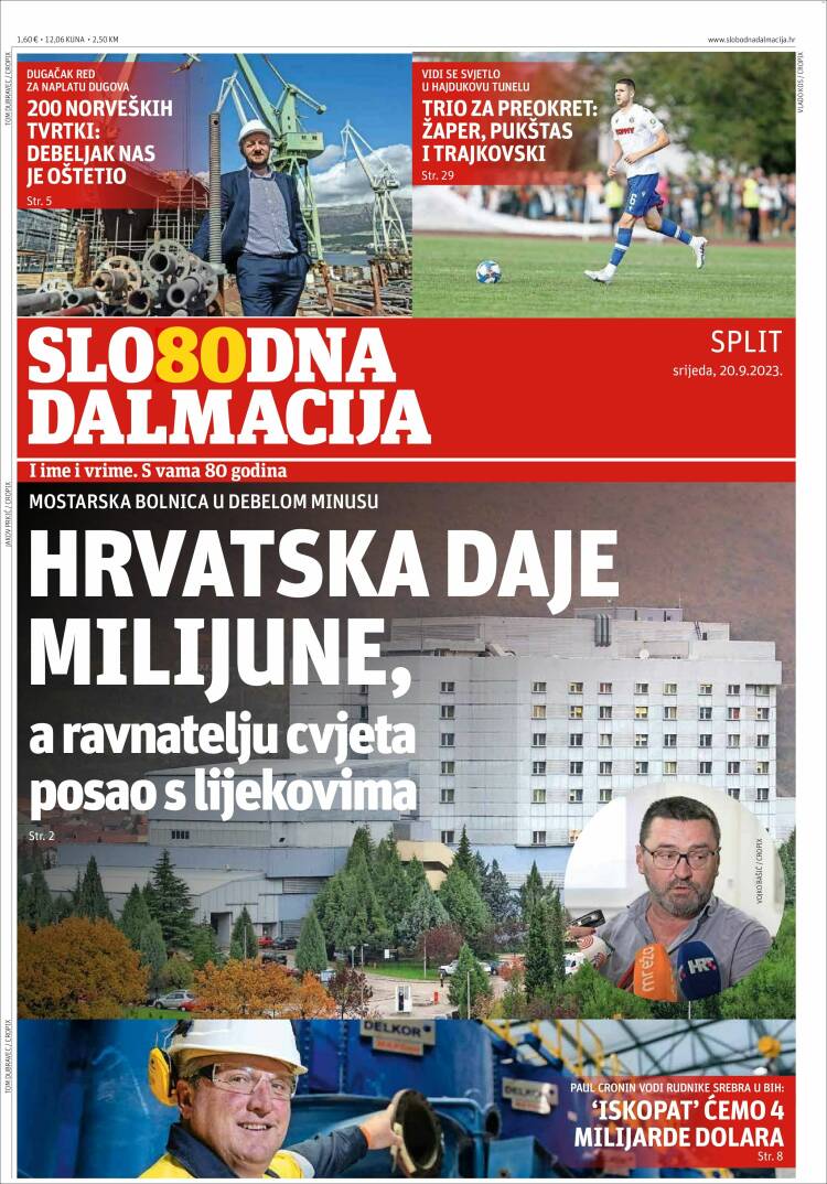 Portada de Slobodna Dalmacija (Croacia)