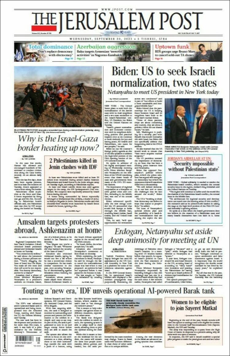 Portada de The Jerusalem Post (Israel)