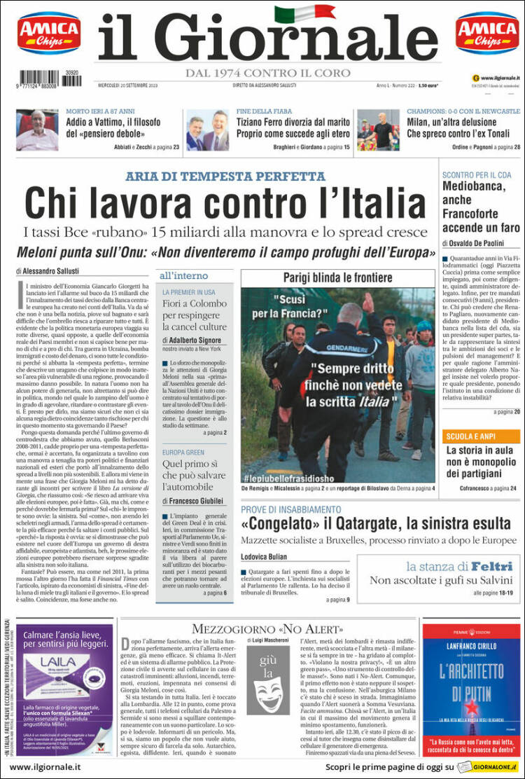 Portada de il Giornale (Italia)