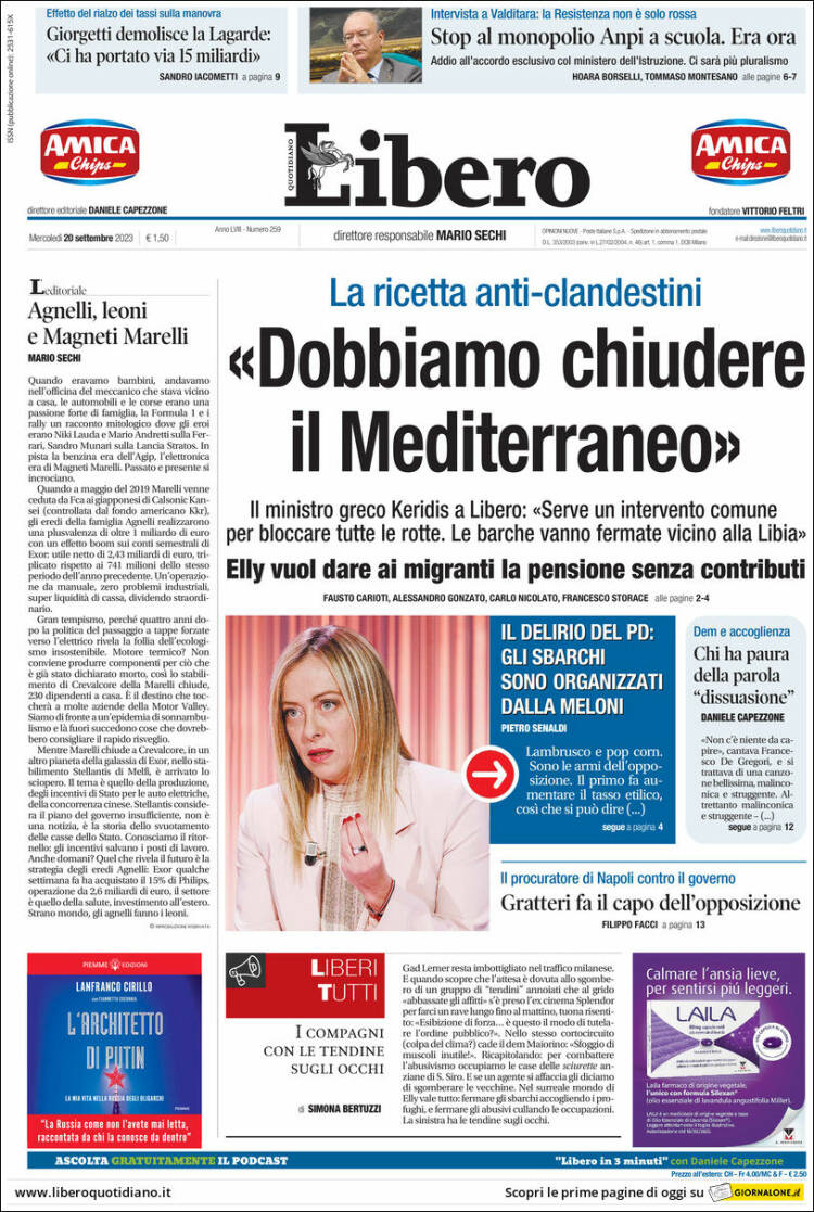 Portada de Libero (Italia)