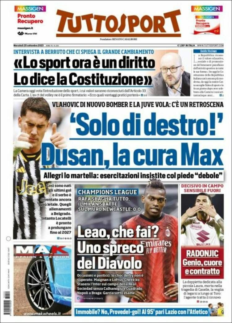 Portada de Tuttosport (Italia)