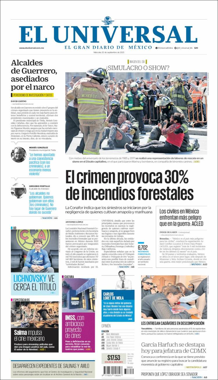 Portada de El Universal (M&eacute;xico)