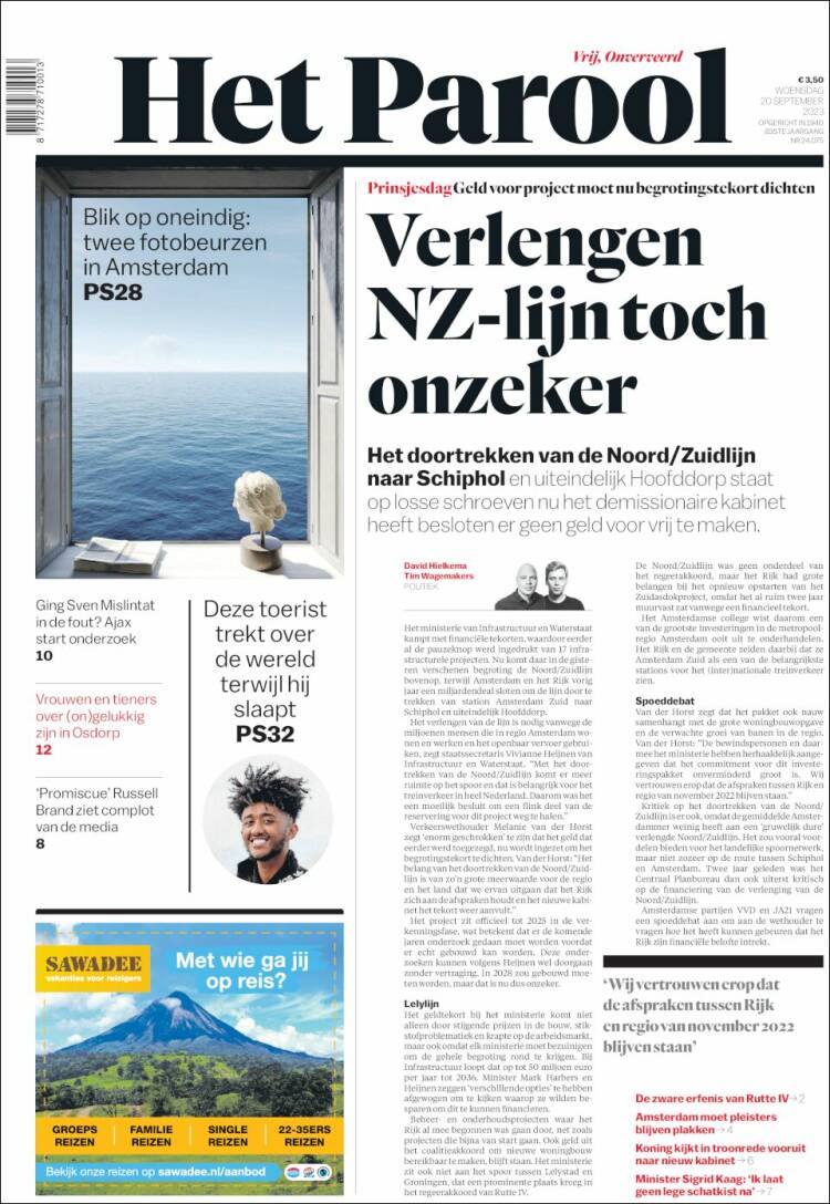 Portada de Het Parool (Pa&iacute;ses Bajos)