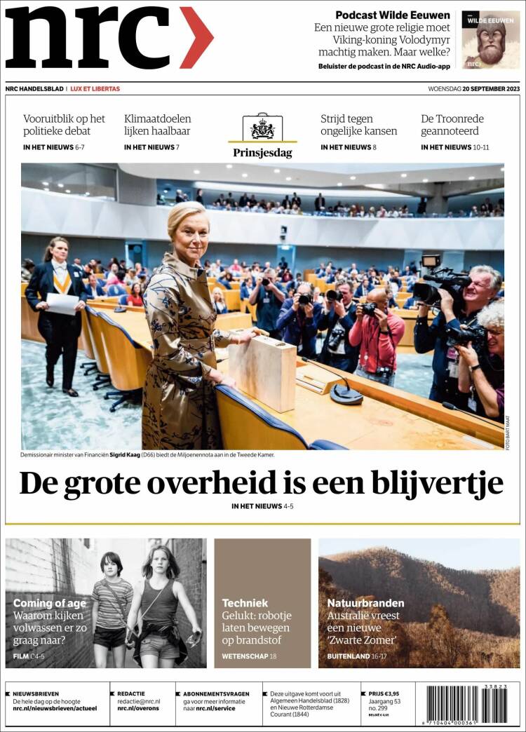 Portada de NRC Handelsblad (Pa&iacute;ses Bajos)