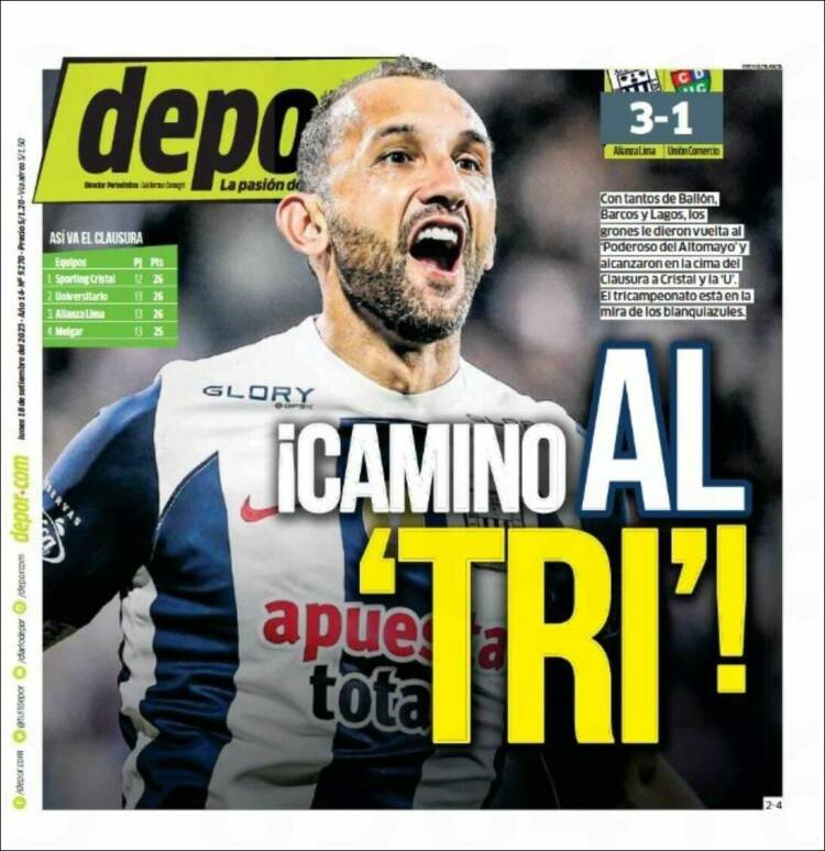Portada de Depor (Perú)