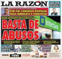 Portada de La Razón (Perú)