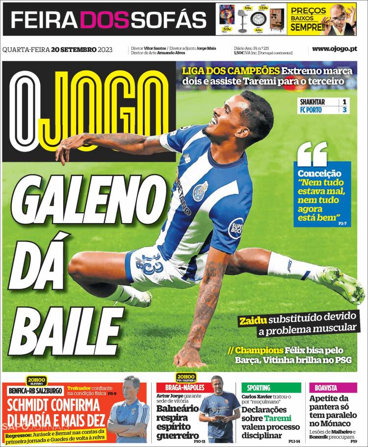 Portada de O Jogo (Portugal)