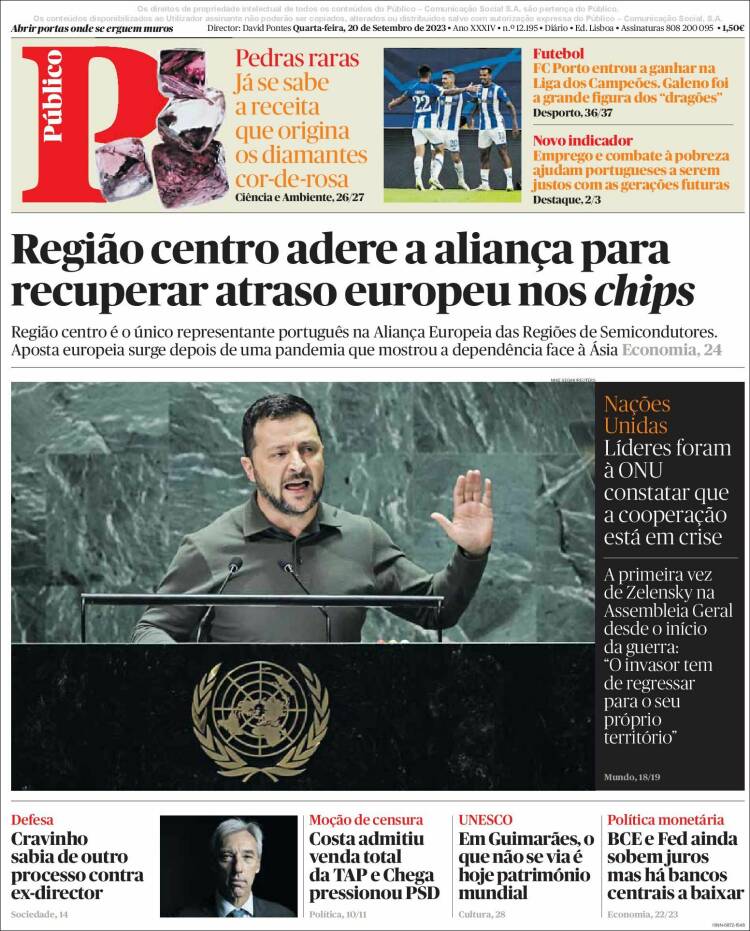 Portada de Público (Portugal)