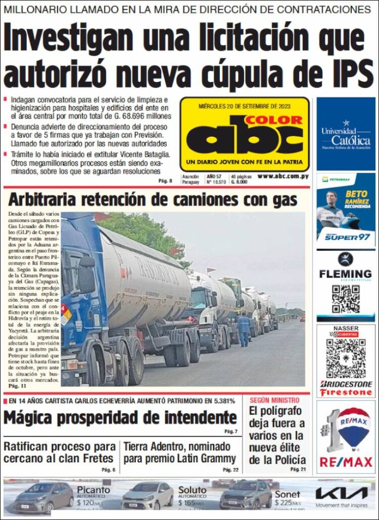 Portada de ABC Color (Paraguay)