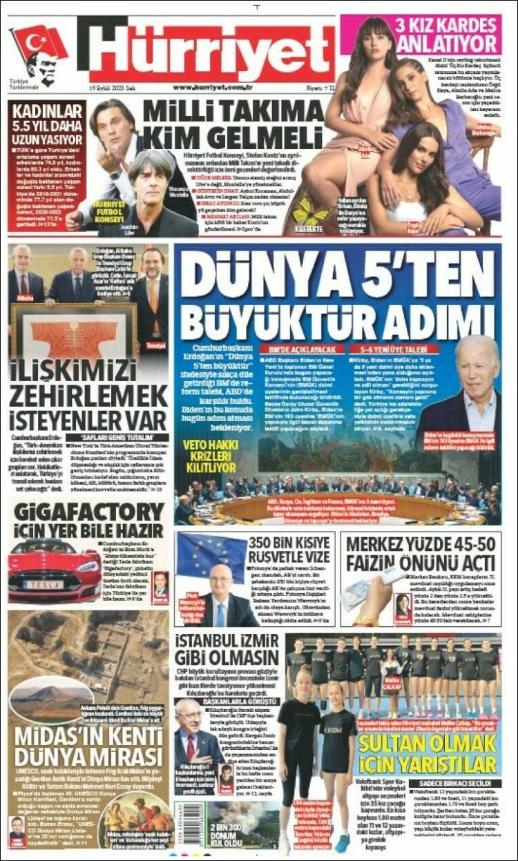 Portada de Hürriyet (Turqu&iacute;a)