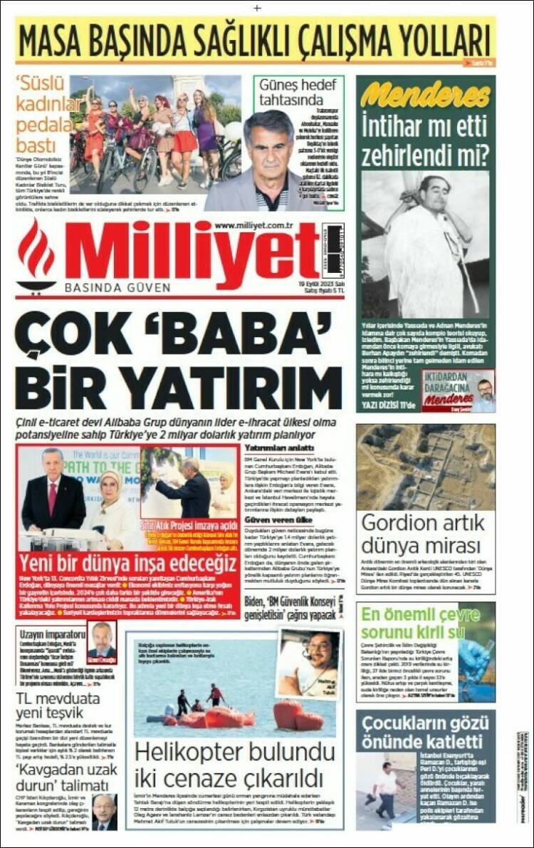 Portada de Milliyet (Turqu&iacute;a)