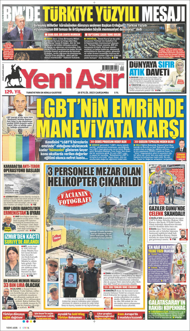 Portada de Yeni Asır (Turqu&iacute;a)