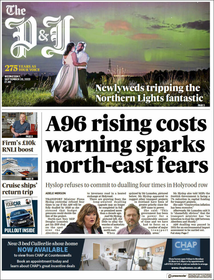 Portada de The Press and Journal (Reino Unido)